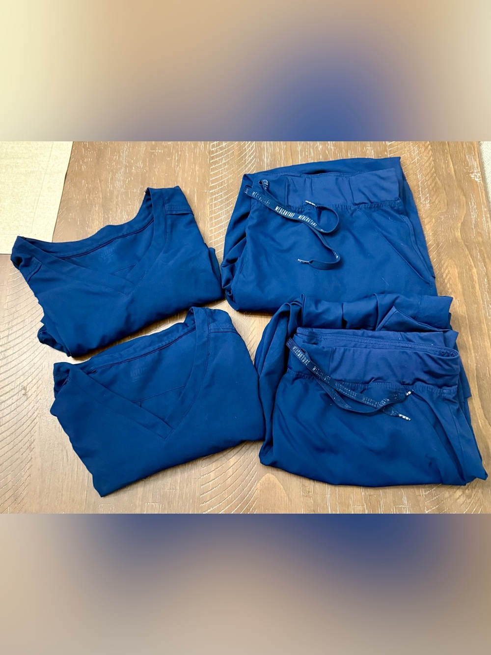 2 Med Couture Navy Women's Scrub Pants & Top Set